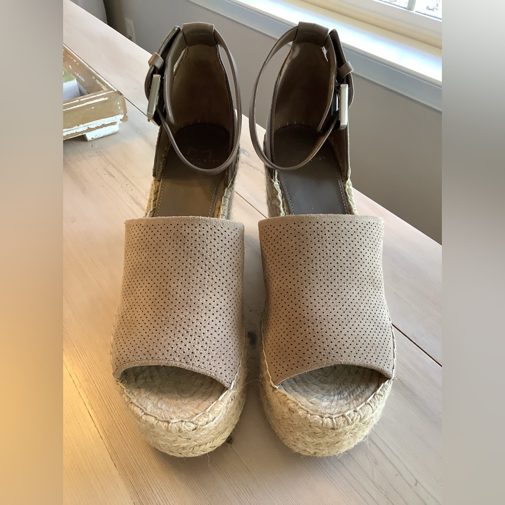 MARC FISHER Espadrille Wedge Platform Leather & Suede